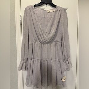 The Impeccable Pig Metallic Silver & Gold Long Sleeve Mini Dress